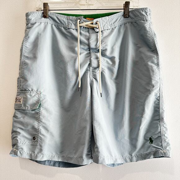 Polo Ralph Lauren Mens Swim Trunks Size L Light Blue Board Shorts Preppy Classic - Picture 1 of 6